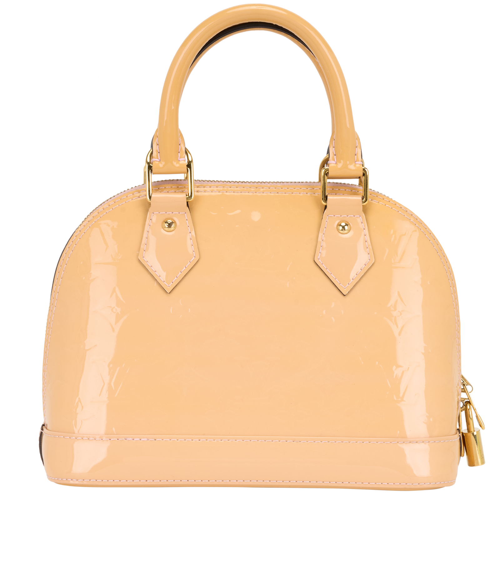 Vernis Flower Alma BB, &pound;1,100, Handbags, Beige/Yellow, Patent Leather, Back view
